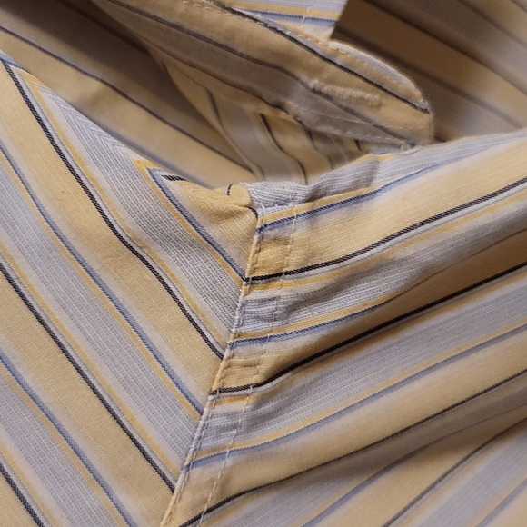 Eli Cattleman 2XL tall men's western stripe shirt; blue, yellow and white - Picture 8 of 11